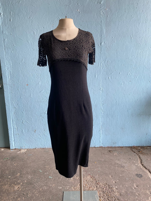 90's Black body con midi dress