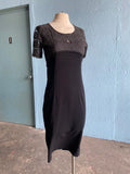 90's Black body con midi dress