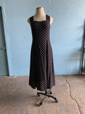 90's Black Polka dot dress with criss-cross back straps