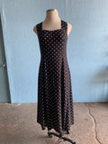 90's Black Polka dot dress with criss-cross back straps