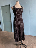 90's Black Polka dot dress with criss-cross back straps