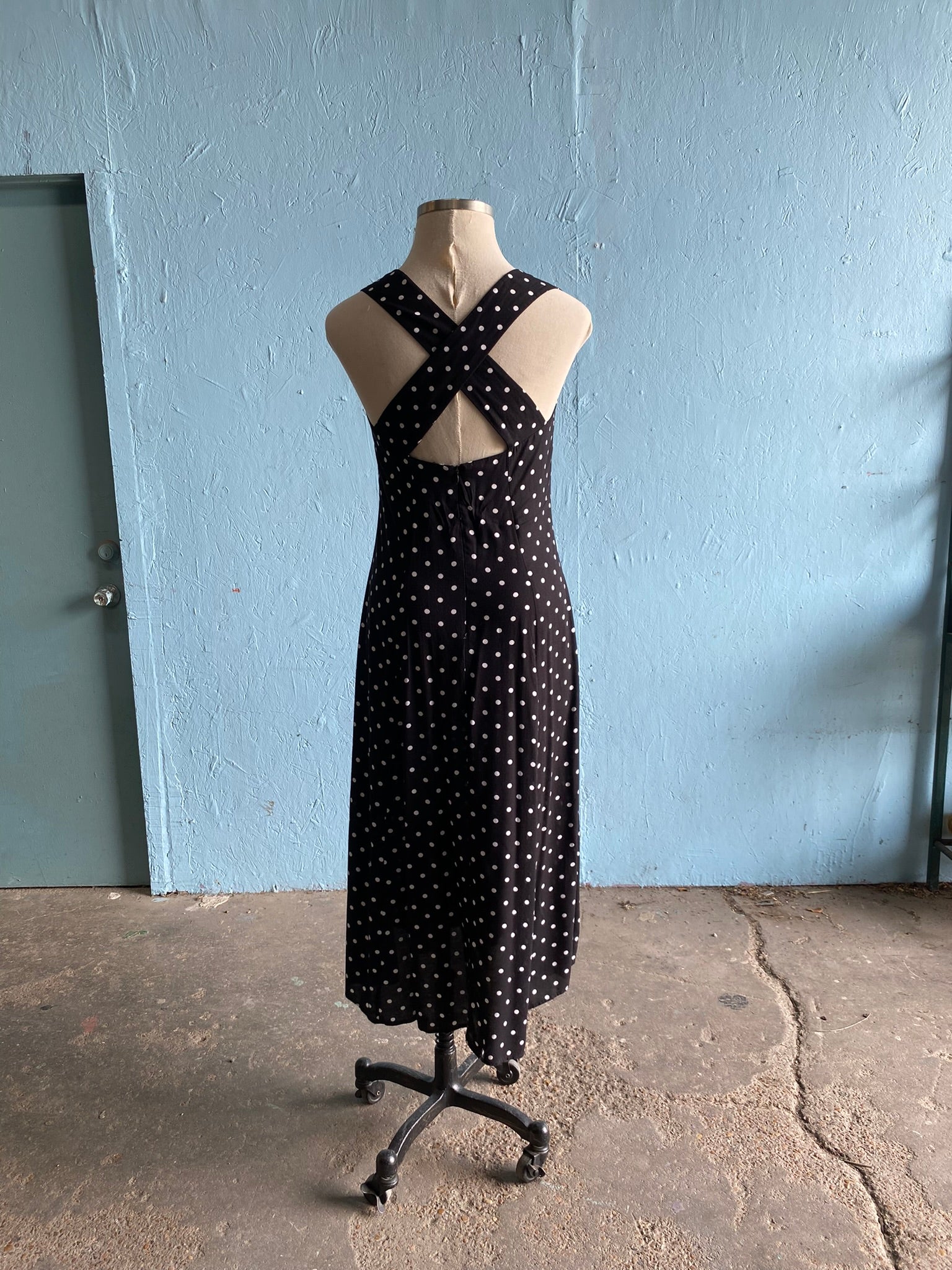 blue dress for baby girl 90's Black Polka dot dress with criss-cross back straps – Vida Antigua  Collective
