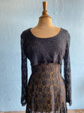 80-90's Black laced mini dress with back corset lacing