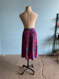 80-90's pleated Fuchsia abstract confetti brushstroke printed plus size skirt