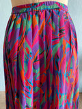 80-90's pleated Fuchsia abstract confetti brushstroke printed plus size skirt