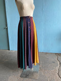 90's Carole Little button down color block patchwork maxi skirt