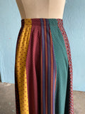 90's Carole Little button down color block patchwork maxi skirt