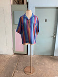 70's purple blue striped tunic top