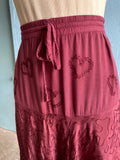 90’s-Y2K Maroon hippie plus size skirt