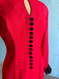 90's Power Red body con dress with velvet buttons