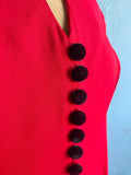 90's Power Red body con dress with velvet buttons