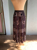 90's Navy floral patchwork broom maxi skirt