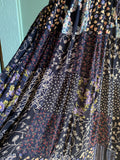 90's Navy floral patchwork broom maxi skirt