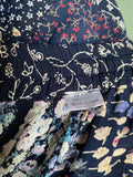 90's Navy floral patchwork broom maxi skirt