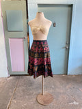 70's black pink and gold Grecian batik wrap skirt