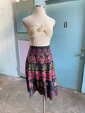 70's black pink and gold Grecian batik wrap skirt