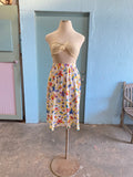 80-90's White plus size skirt with beachy novelty print