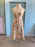 80-90's White plus size skirt with beachy novelty print