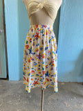 80-90's White plus size skirt with beachy novelty print