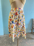 80-90's White plus size skirt with beachy novelty print