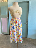 80-90's White plus size skirt with beachy novelty print