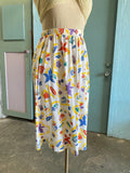 80-90's White plus size skirt with beachy novelty print