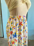 80-90's White plus size skirt with beachy novelty print