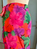 90's Hot pink orange and green tropical floral wrap skirt