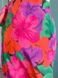 90's Hot pink orange and green tropical floral wrap skirt