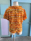 90's-Y2K Orange and yellow flame ruffle plus size top