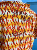 90's-Y2K Orange and yellow flame ruffle plus size top