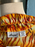 90's-Y2K Orange and yellow flame ruffle plus size top