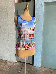 Y2K Taj mahal print tank top