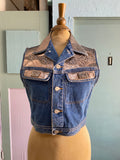 Fabulous 90's denim leopard cropped vest