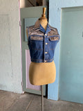 Fabulous 90's denim leopard cropped vest