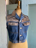 Fabulous 90's denim leopard cropped vest