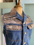 Fabulous 90's denim leopard cropped vest