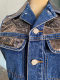 Fabulous 90's denim leopard cropped vest