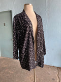 80-90's Black & white florals plus size blazer with pop up pockets