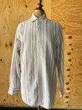 90's White linen cotton striped shirt