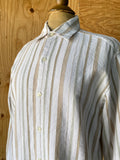 90's White linen cotton striped shirt