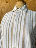 90's White linen cotton striped shirt