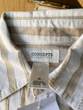 90's White linen cotton striped shirt