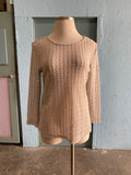 90's-Y2K Tan mesh knit long sleeve top