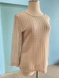 90's-Y2K Tan mesh knit long sleeve top