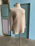 90's-Y2K Tan mesh knit long sleeve top