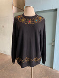 80-90's black bedazzled daisy tunic sweater