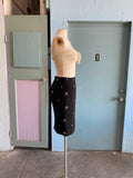 90's-Y2K black pencil skirt with dainty pink embroidered flowers