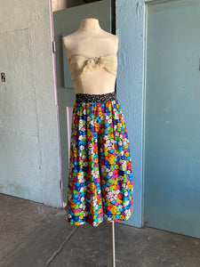 90's Rainbow polka dot and floral gaucho pants