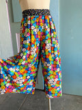 90's Rainbow polka dot and floral gaucho pants